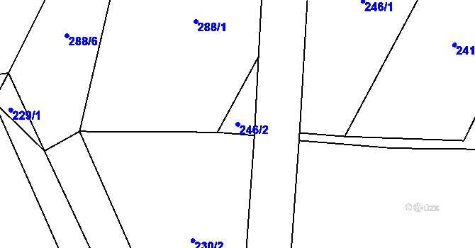 Parcela st. 246/2 v KÚ Vlkančice, Katastrální mapa