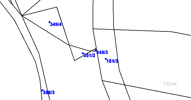 Parcela st. 349/3 v KÚ Vlkančice, Katastrální mapa