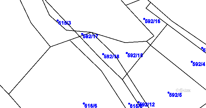 Parcela st. 592/18 v KÚ Vlkančice, Katastrální mapa