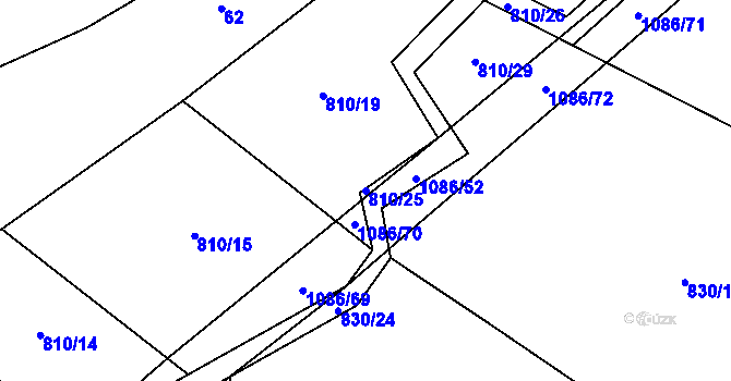 Parcela st. 810/25 v KÚ Vlkančice, Katastrální mapa