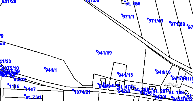 Parcela st. 941/19 v KÚ Vlkančice, Katastrální mapa
