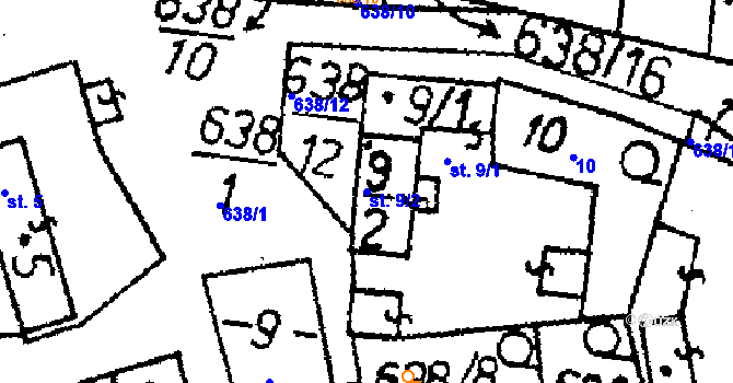 Parcela st. 9/2 v KÚ Kozohlody, Katastrální mapa