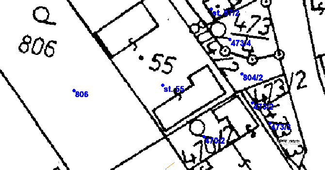 Parcela st. 55 v KÚ Kozohlody, Katastrální mapa