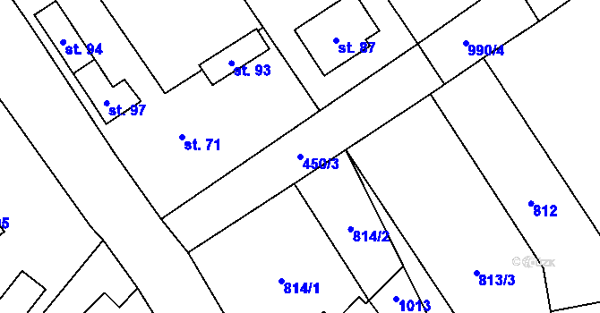 Parcela st. 450/3 v KÚ Kozohlody, Katastrální mapa