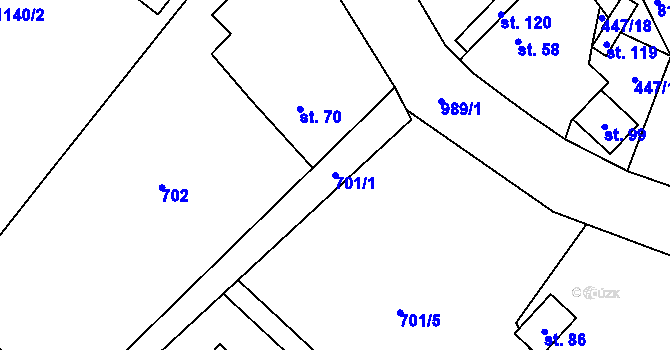 Parcela st. 701/1 v KÚ Kozohlody, Katastrální mapa