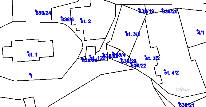 Parcela st. 638/25 v KÚ Kozohlody, Katastrální mapa