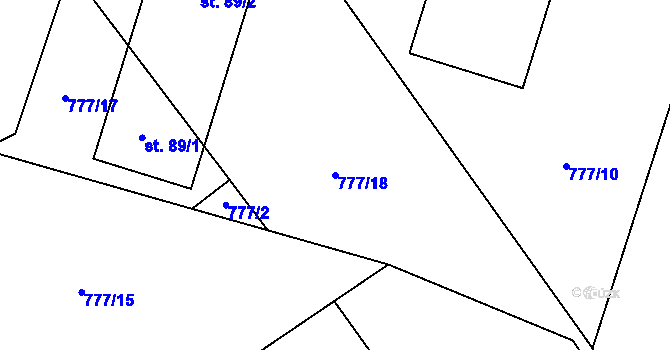 Parcela st. 777/18 v KÚ Kozohlody, Katastrální mapa