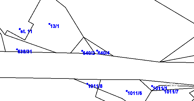 Parcela st. 640/4 v KÚ Kozohlody, Katastrální mapa