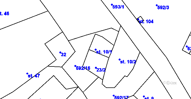 Parcela st. 10/1 v KÚ Přibyslavice u Vlkanče, Katastrální mapa