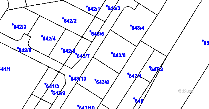 Parcela st. 643 v KÚ Přibyslavice u Vlkanče, Katastrální mapa