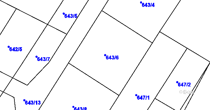 Parcela st. 643/6 v KÚ Přibyslavice u Vlkanče, Katastrální mapa