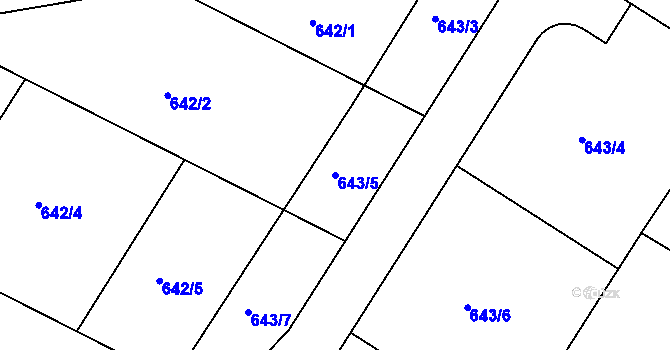 Parcela st. 643/5 v KÚ Přibyslavice u Vlkanče, Katastrální mapa