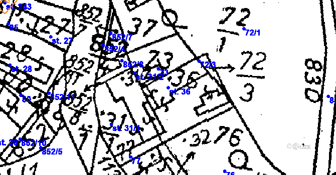 Parcela st. 36 v KÚ Vlkaneč, Katastrální mapa