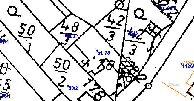 Parcela st. 78 v KÚ Vlkaneč, Katastrální mapa