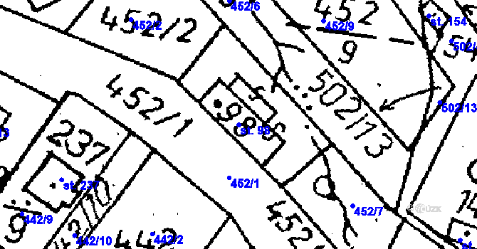 Parcela st. 98 v KÚ Vlkaneč, Katastrální mapa