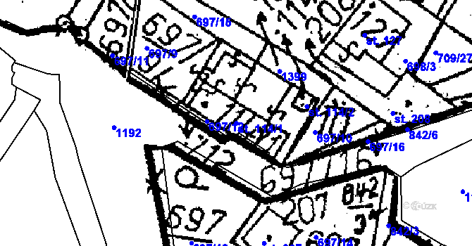 Parcela st. 114/1 v KÚ Vlkaneč, Katastrální mapa