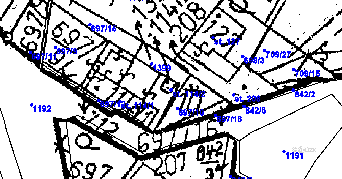 Parcela st. 114/2 v KÚ Vlkaneč, Katastrální mapa