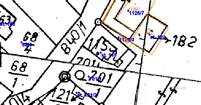 Parcela st. 115 v KÚ Vlkaneč, Katastrální mapa