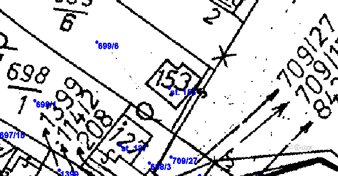 Parcela st. 153 v KÚ Vlkaneč, Katastrální mapa