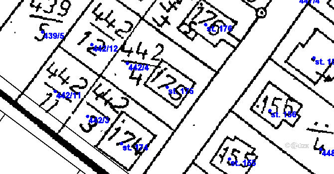 Parcela st. 175 v KÚ Vlkaneč, Katastrální mapa