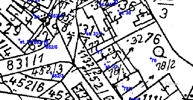 Parcela st. 77 v KÚ Vlkaneč, Katastrální mapa