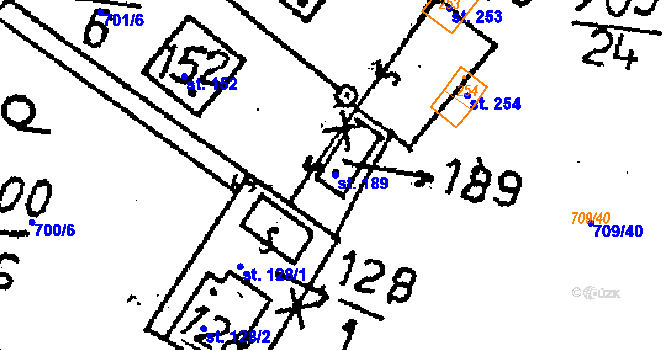 Parcela st. 189 v KÚ Vlkaneč, Katastrální mapa
