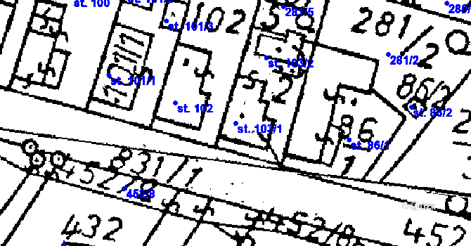 Parcela st. 103/1 v KÚ Vlkaneč, Katastrální mapa