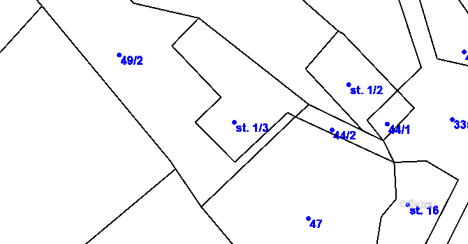 Parcela st. 1/3 v KÚ Opatovice u Světlé nad Sázavou, Katastrální mapa