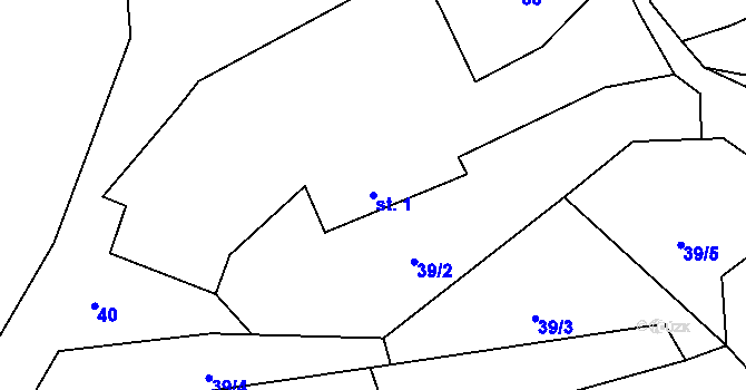 Parcela st. 1 v KÚ Vlkanov, Katastrální mapa