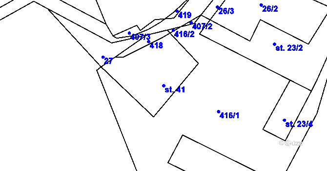 Parcela st. 41 v KÚ Vlkanov, Katastrální mapa