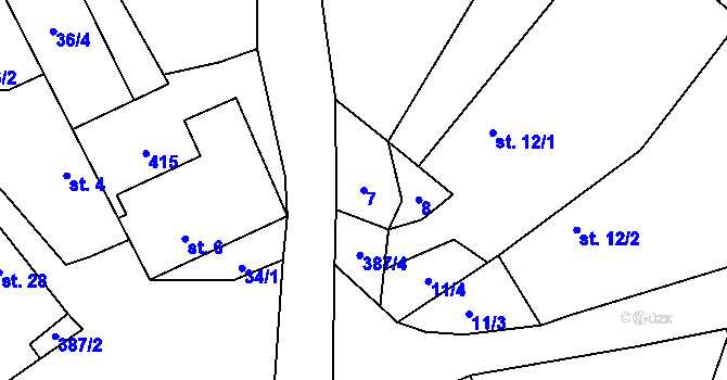 Parcela st. 7 v KÚ Vlkanov, Katastrální mapa