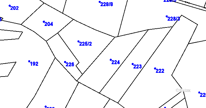 Parcela st. 225 v KÚ Vlkanov, Katastrální mapa