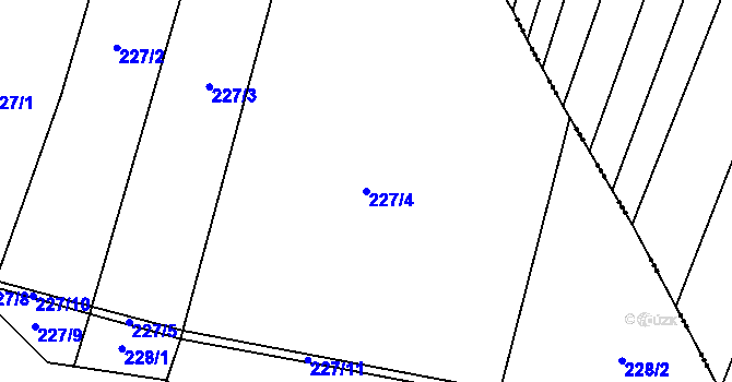 Parcela st. 227/4 v KÚ Vlkanov, Katastrální mapa