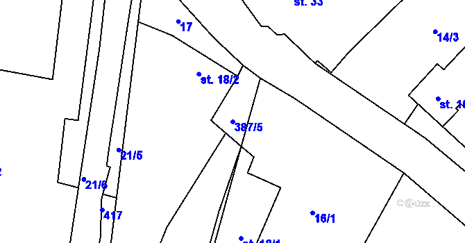 Parcela st. 387/5 v KÚ Vlkanov, Katastrální mapa