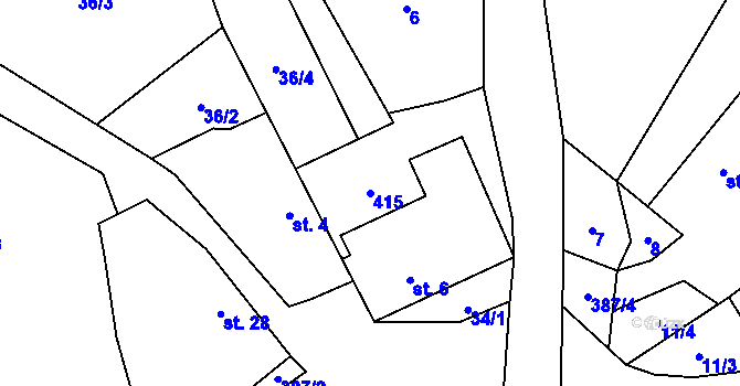 Parcela st. 415 v KÚ Vlkanov, Katastrální mapa