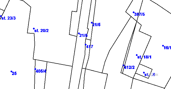 Parcela st. 417 v KÚ Vlkanov, Katastrální mapa