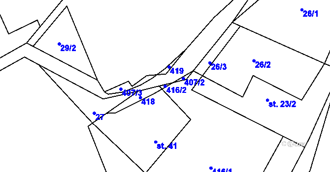 Parcela st. 416/2 v KÚ Vlkanov, Katastrální mapa