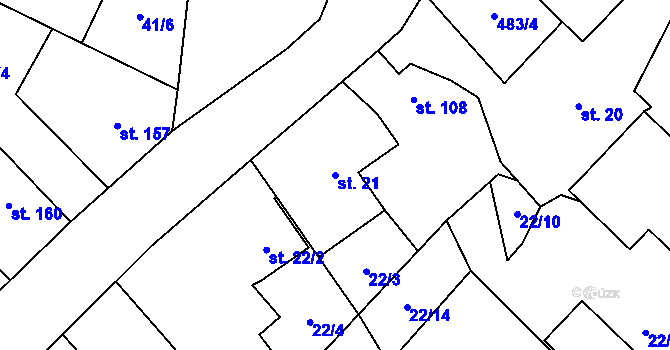 Parcela st. 21 v KÚ Vlkava, Katastrální mapa