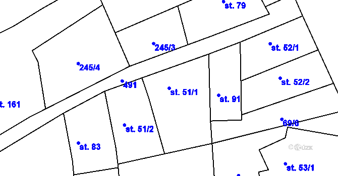 Parcela st. 51/1 v KÚ Vlkava, Katastrální mapa