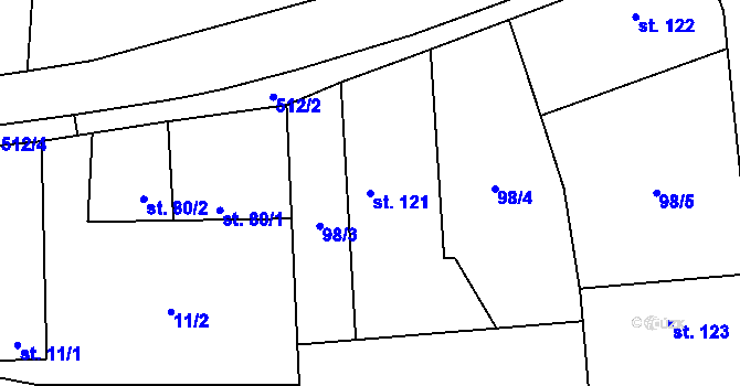 Parcela st. 121 v KÚ Vlkava, Katastrální mapa