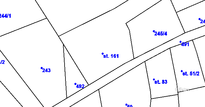 Parcela st. 161 v KÚ Vlkava, Katastrální mapa