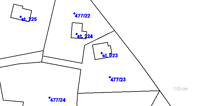Parcela st. 223 v KÚ Vlkava, Katastrální mapa