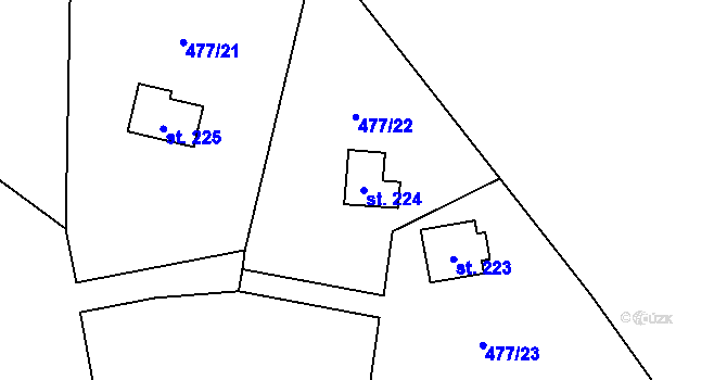 Parcela st. 224 v KÚ Vlkava, Katastrální mapa