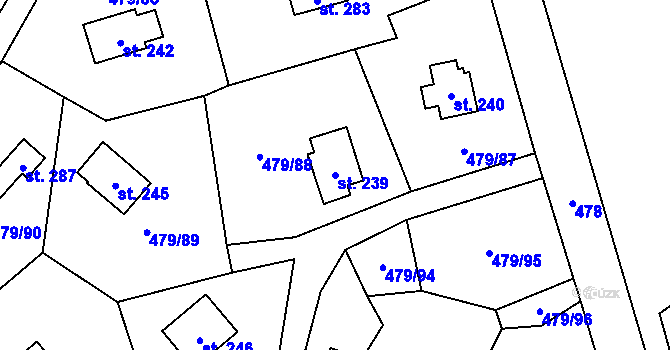 Parcela st. 239 v KÚ Vlkava, Katastrální mapa