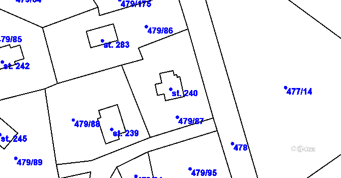 Parcela st. 240 v KÚ Vlkava, Katastrální mapa