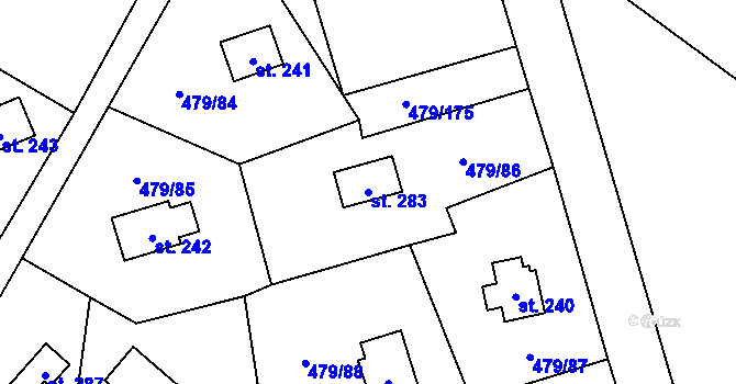 Parcela st. 283 v KÚ Vlkava, Katastrální mapa