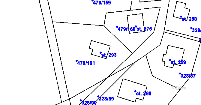 Parcela st. 293 v KÚ Vlkava, Katastrální mapa