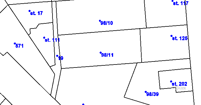 Parcela st. 98/11 v KÚ Vlkava, Katastrální mapa