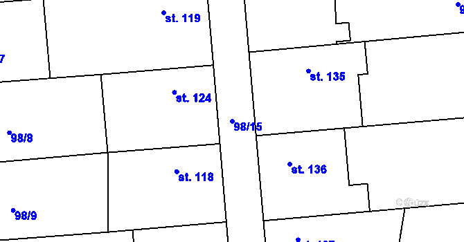 Parcela st. 98/15 v KÚ Vlkava, Katastrální mapa