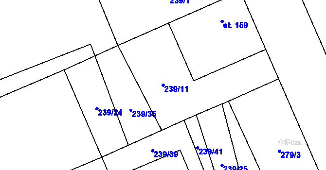 Parcela st. 239/11 v KÚ Vlkava, Katastrální mapa